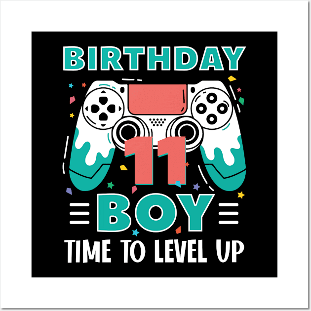 11th Birthday Boy Gamer Funny B-day Gift For Boys kids toddlers Wall Art by Patch Things All